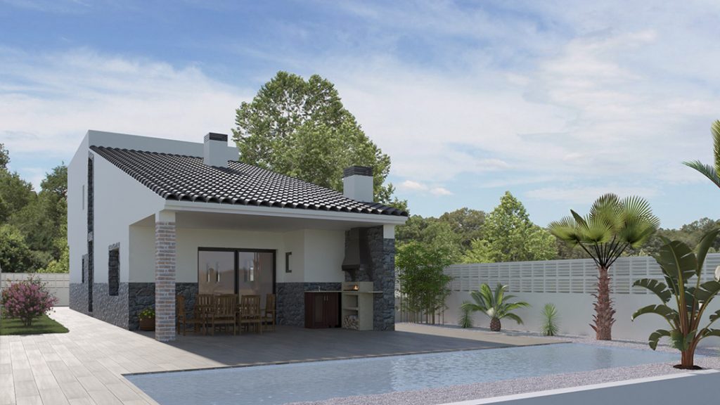 Render 3d vivienda unifamiliar
