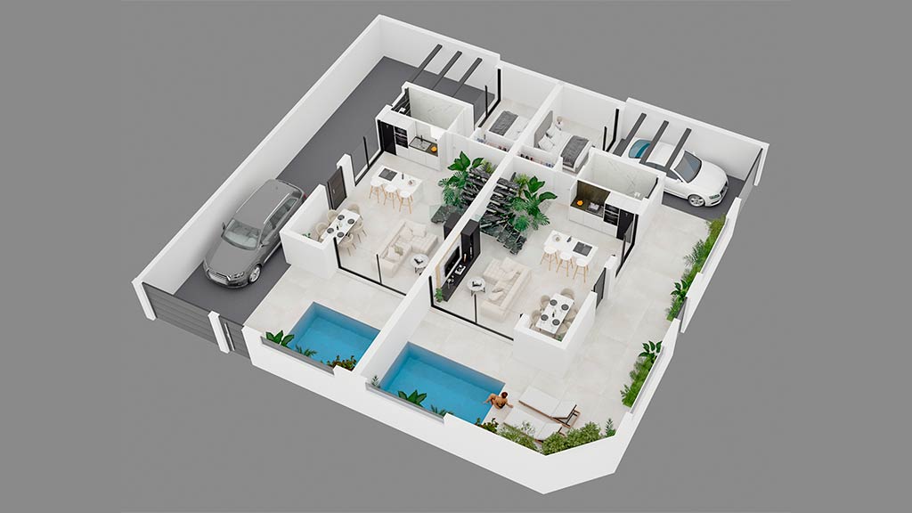 vista 3d plano vivienda